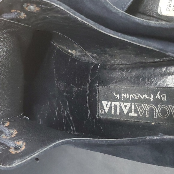 Vintage Aquatalia Suede Shoes Lace-up Block Heel UK 7 US 8.5-9 - Picture 6 of 16